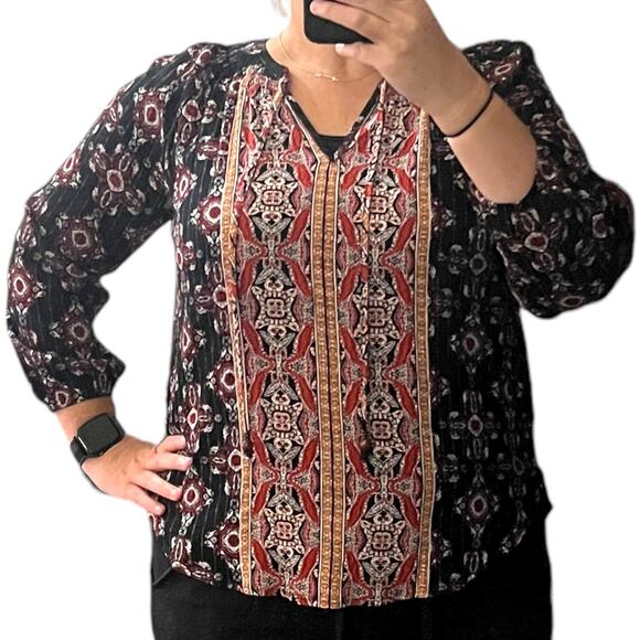 Mason & Belle SMALL Black Axelle Tie Front Top - Stitch Fix Boho Bead Detail - Picture 11 of 13